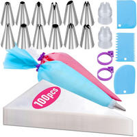 SPRITZBEUTEL-SET 100-teilig mit 12 Spritztüllen - Transparent, Kunststoff (24.5/1/36.5cm)