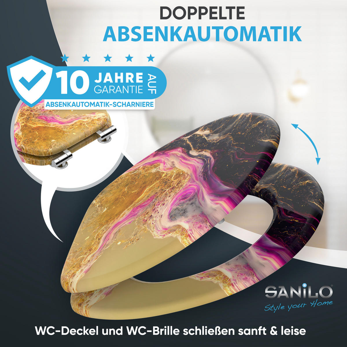 WC Sitz mit Absenkautomatik Brillante - Goldfarben, Holzwerkstoff (38/6/47cm) - Sanilo