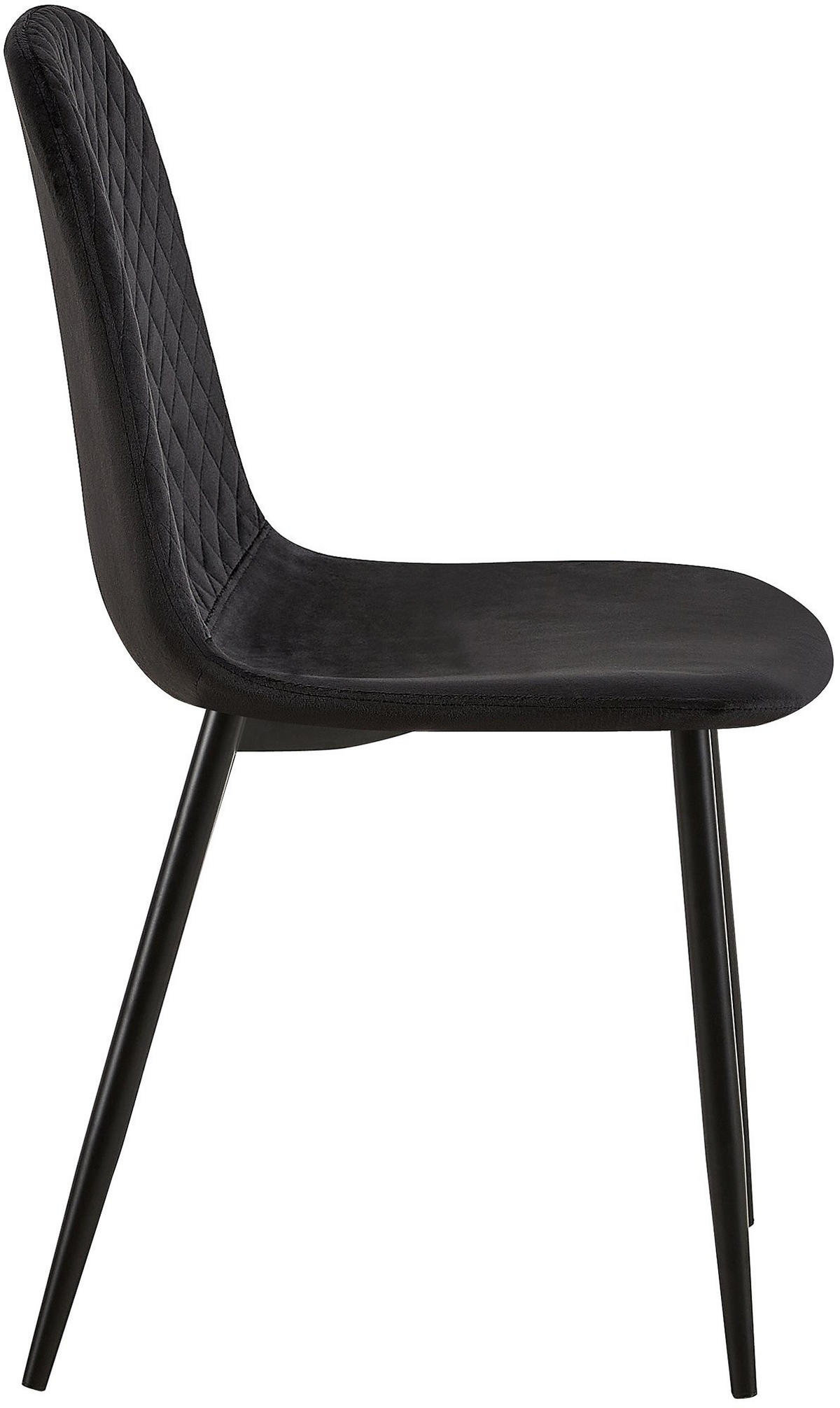STUHL 4er Set Samt Schwarz - Schwarz, Textil/Metall (44/88/54cm) - CLP