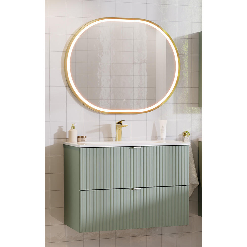BADMÖBEL-SET 2-TLG. Newport-56 - Grün, Holzwerkstoff (80/200/40cm) - Lomado