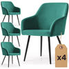 POLSTERSTUHL 4er Set, Metallbeine Grün, Schwarz 54,5/83/58 - Schwarz/Grün, Textil (55/83/58cm) - RAUMHIRSCH FURNITURE