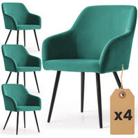 POLSTERSTUHL 4er Set, Metallbeine Grün, Schwarz 54,5/83/58 - Schwarz/Grün, Textil (55/83/58cm) - RAUMHIRSCH FURNITURE