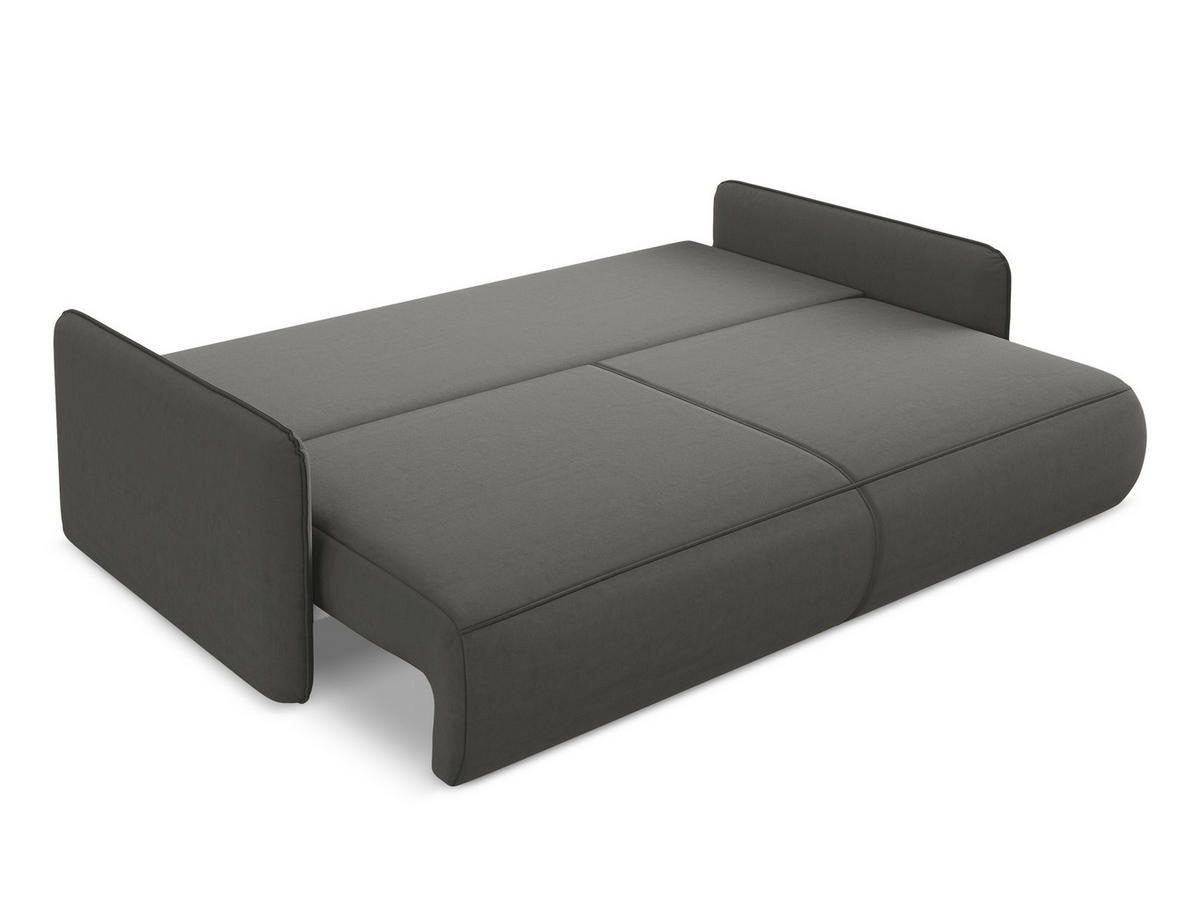 3-SITZER SOFA mit Schlaffunktion Chenille Stoff Weiß - Schwarz/Weiß, Kunststoff/Textil (216/86/105cm) - Makamii