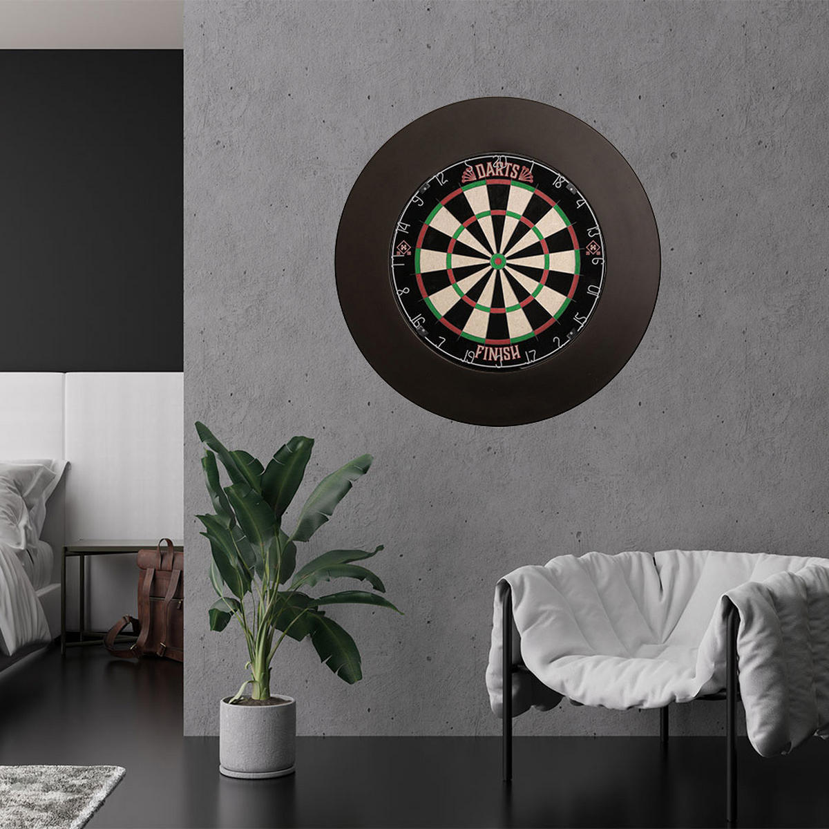 DARTSCHEIBE GOOD DARTS - Modell: Dartscheibe FINISCH Klassisch, Ausführung: mit Surround - Schwarz, Kunststoff (68/3.4cm) - Home Deluxe