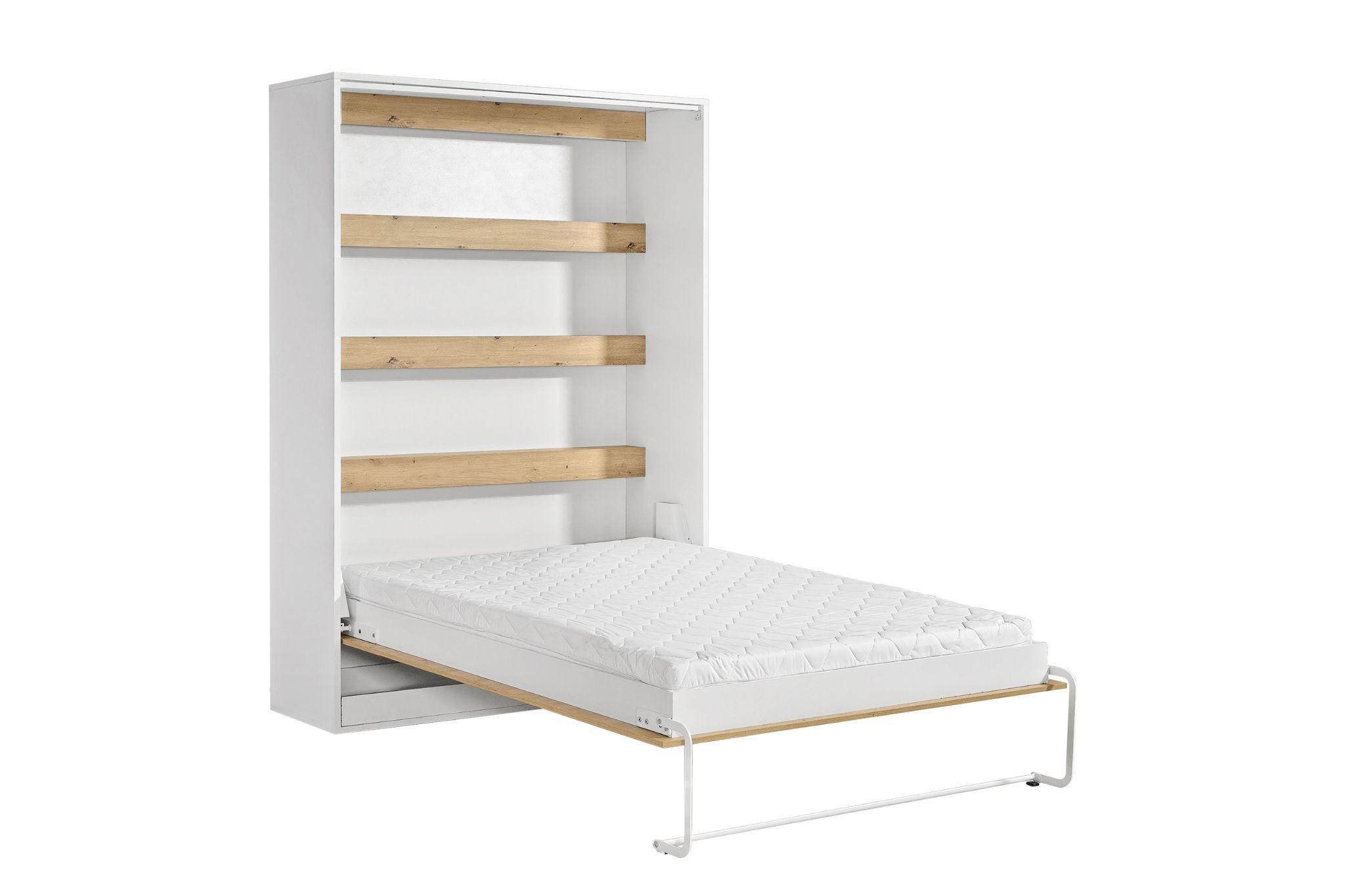 SCHRANKBETT Perfekt 140x200 Ein Vertikales Vereint Mit Matratze Eiche + Schwarz - Eichefarben/Schwarz, Holz (140/200cm) - Kaiser Möbel