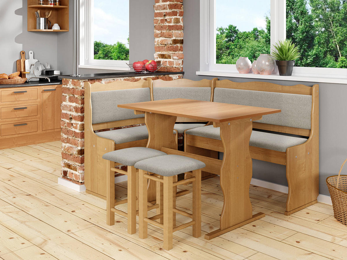 ECKBANKGRUPPE Mini - Beige/Erlefarben, Holz (145/87/105cm) - MIRJAN24