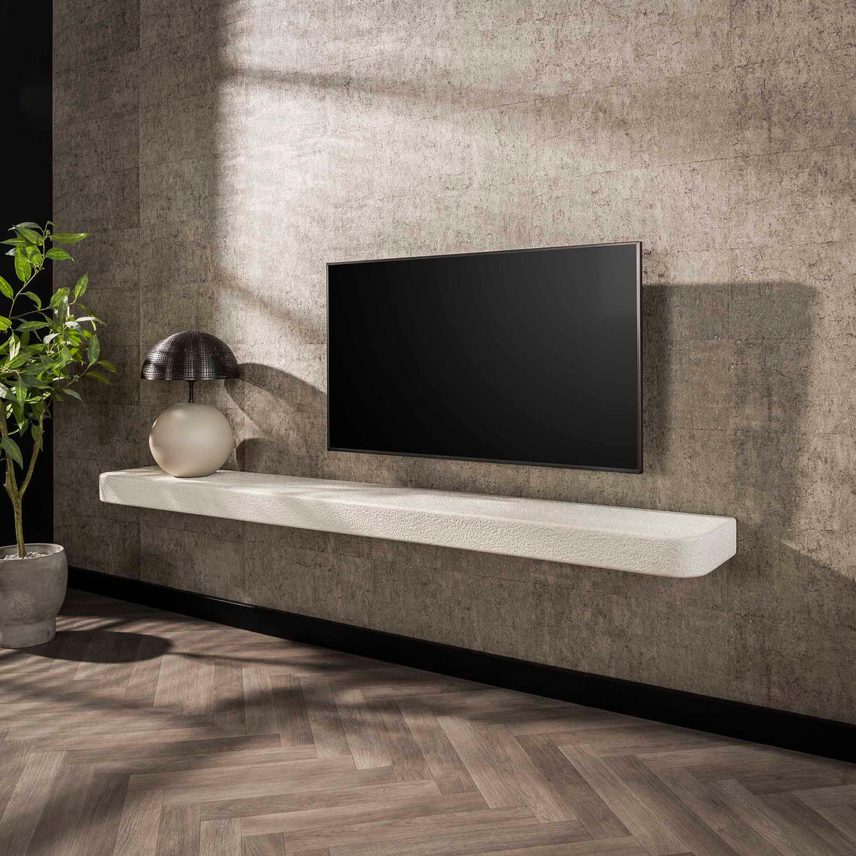 WANDREGAL Ston Weiß 29/200/ 8 cm - Weiß, Stein (200/8/29cm) - Hoyz Collection