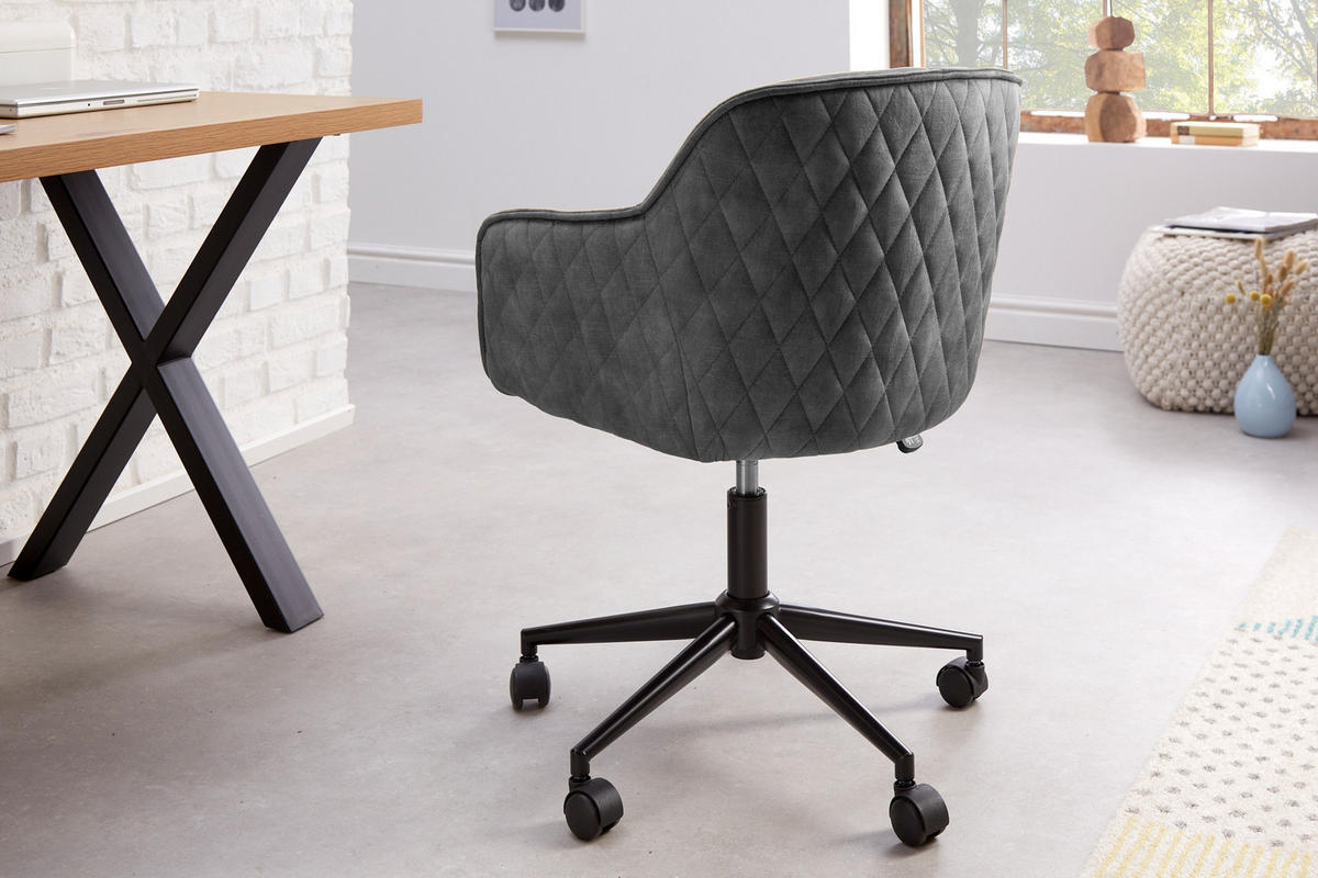STUHL EUPHORIA Samt Dunkelgrau 90 cm - Dunkelgrau/Schwarz, Textil/Metall (58/81/60cm) - riess-ambiente