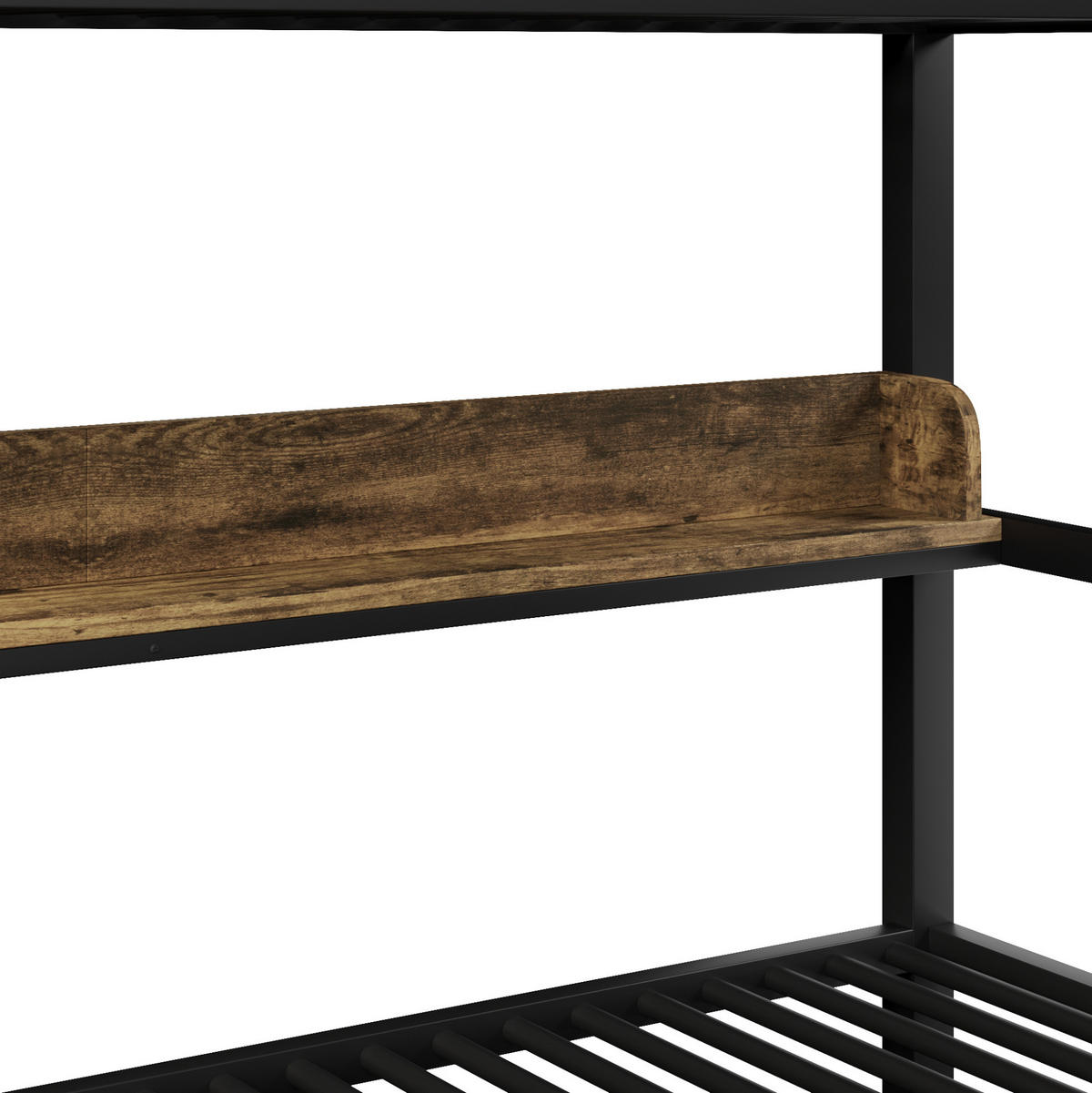 ETAGENBETT 90/200 cm aus Metall und MDF mit LED-Licht und Stauraum Schwarz - Schwarz, Holzwerkstoff (90/200cm) - Modenvie