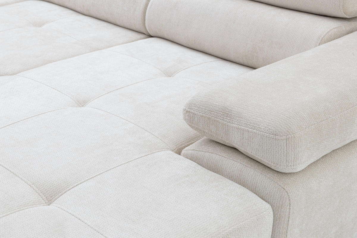 ECKSOFA U-Form WILD U Links mit Schlaffunktion 130x260 Chenille Beige - Beige/Silberfarben, Holz/Textil (350/90/203cm) - Muffo