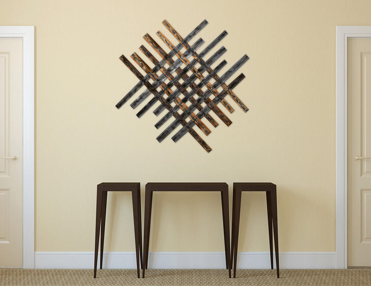 WANDDEKO Silber 100/100 cm - Silberfarben/Braun, Metall (3.6/100/3cm) - KUNSTLOFT