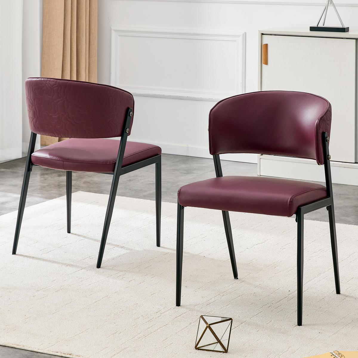 STUHL-SET DE-36686 2 Stück mit Kunstlederbezug und Metallgestell Rot - Rot, Metall (49/78/51cm) - ComfortXL