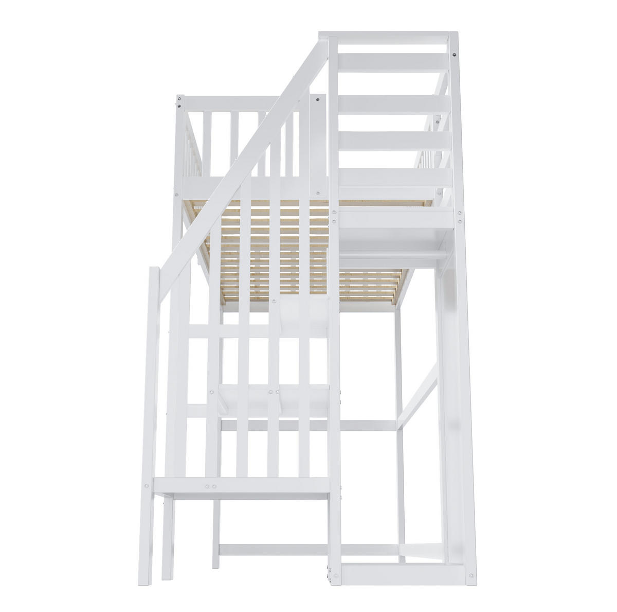 HOCHBETT 90/200 cm Weiß aus Holz mit Treppe - Weiß, Holz (90/200cm) - OKMYHOME