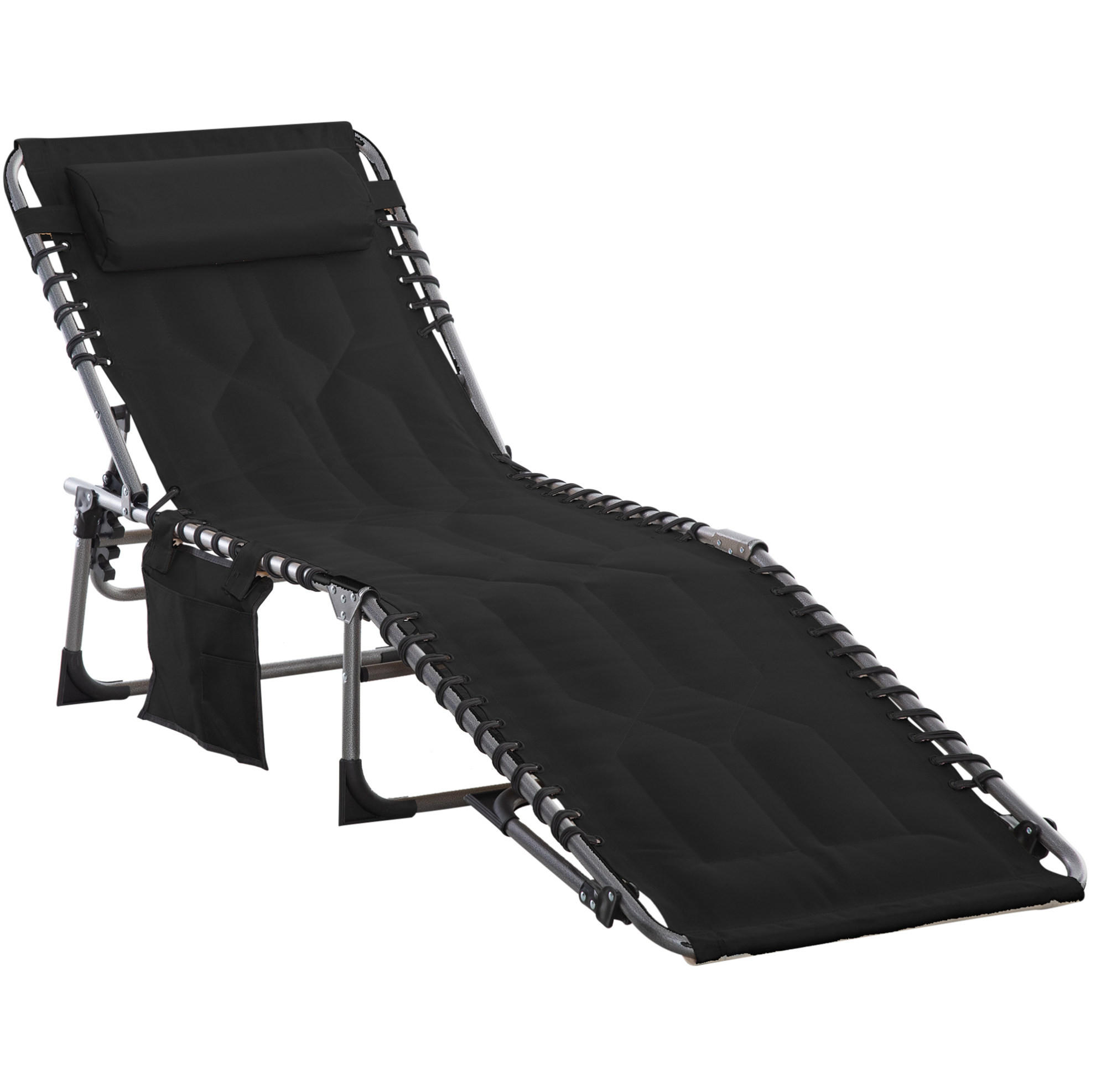 SONNENLIEGE aus Stahl 188x57x30 cm in Schwarz mit 5-fach verstellbarer Rückenlehne - Schwarz, Metall (57/30/188cm) - Modfu