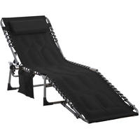 SONNENLIEGE aus Stahl 188x57x30 cm in Schwarz mit 5-fach verstellbarer Rückenlehne - Schwarz, Metall (57/30/188cm) - Modfu