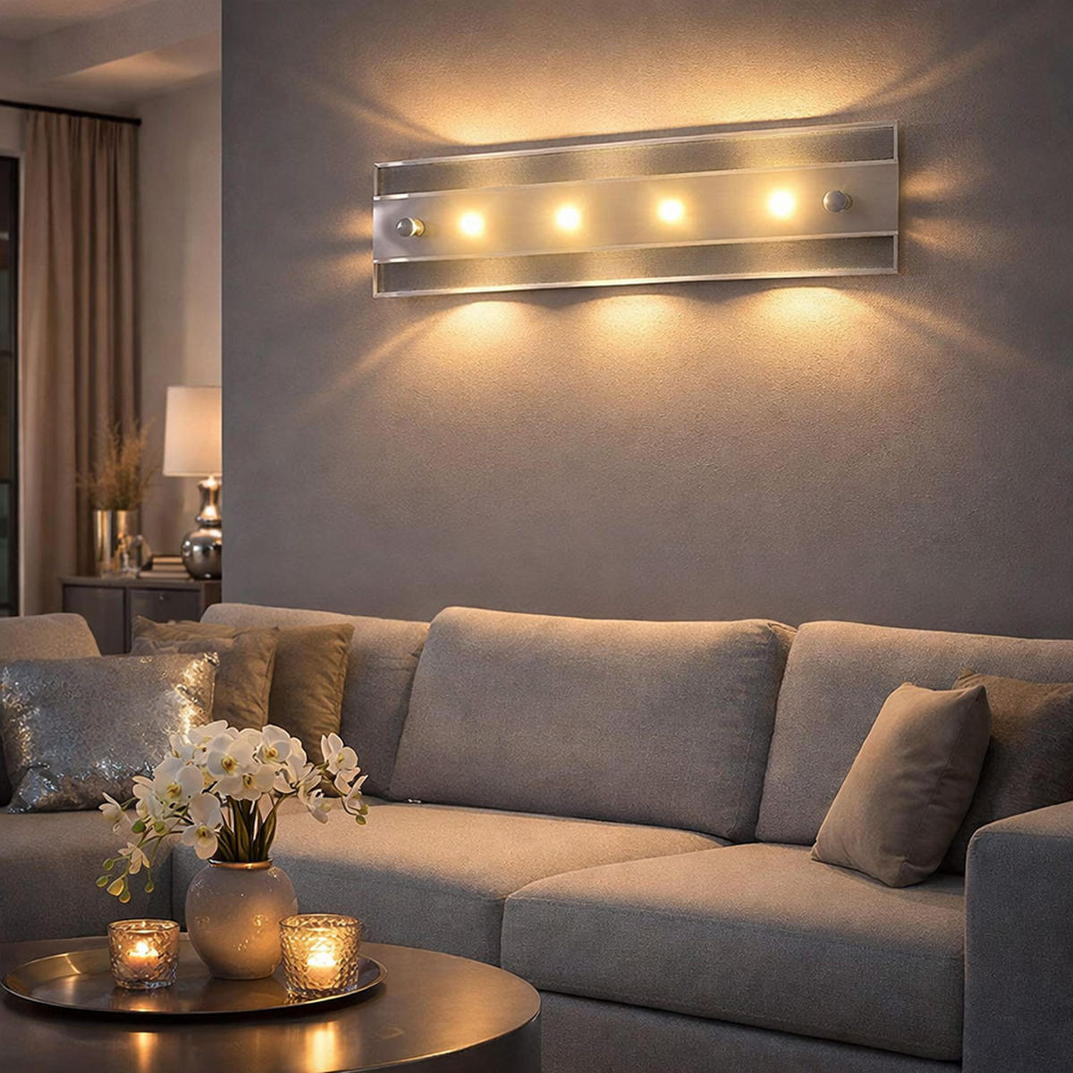 LED WANDLEUCHTE Polaris Aluminium Silber - Silberfarben, Glas (9/6.5/32cm) - Esto