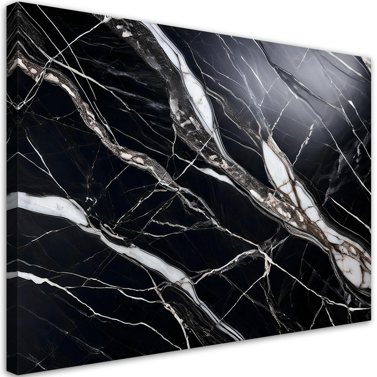 WANDBILD schwarzer und weißer marmorstein - Schwarz, Textil (90/60cm) - Feeby