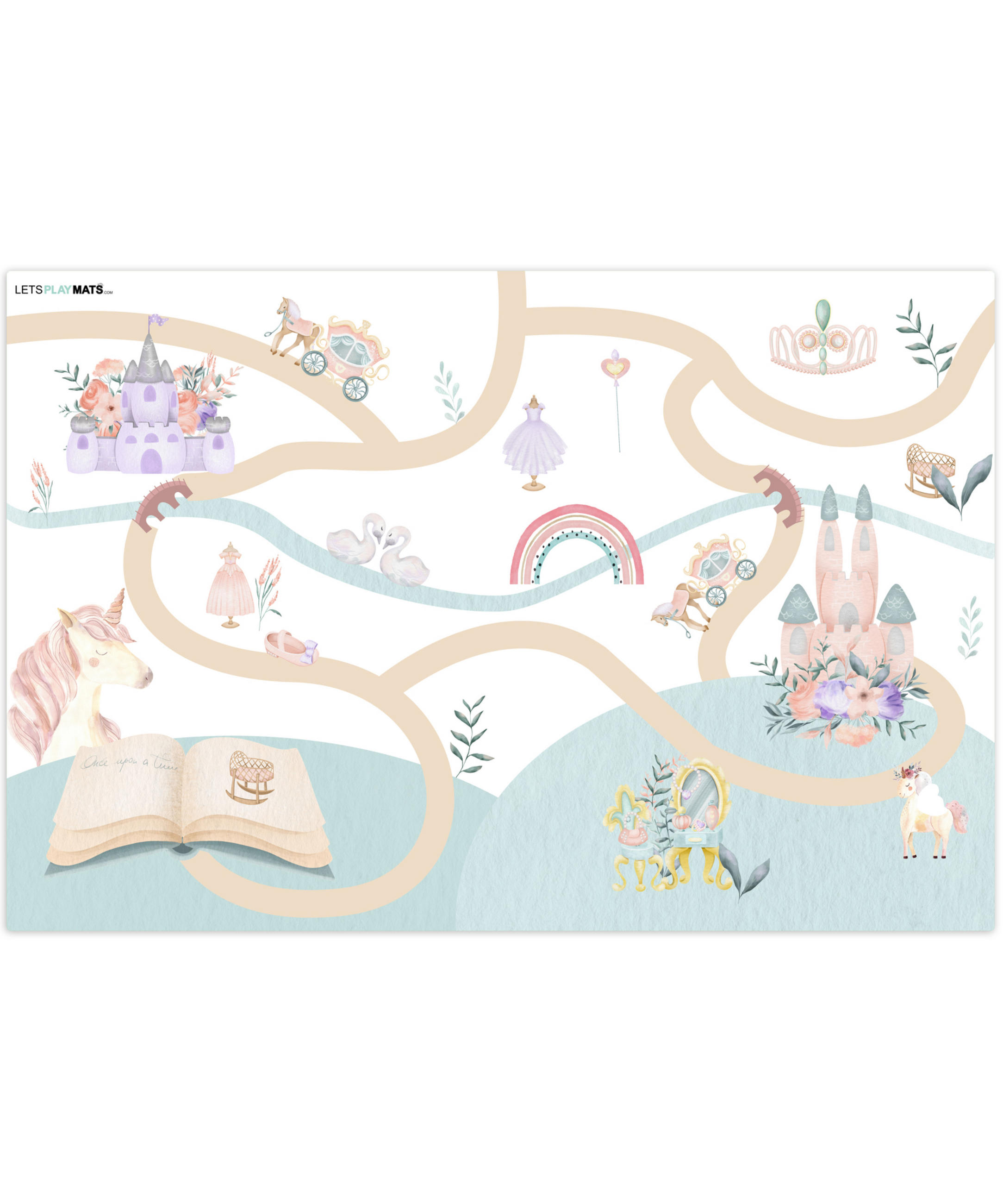 KINDERTEPPICH Prinzessin - Schloss - Blumen - Einhorn - Mädchen 105x70 cm - Multicolor, Kunststoff (105/70cm) - MuchoWow