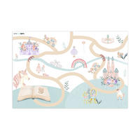 KINDERTEPPICH Prinzessin - Schloss - Blumen - Einhorn - Mädchen 180x120 cm - Multicolor, Kunststoff (180/120cm) - MuchoWow