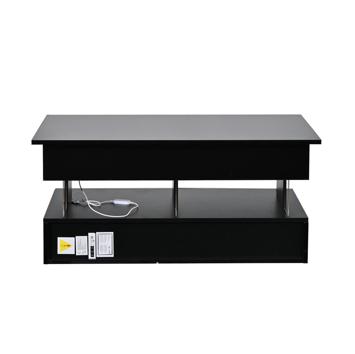 COUCHTISCH höhenverstellbar 100 x 50 x 46 cm Schwarz - Schwarz, Holzwerkstoff (100/50/46cm) - Meubliv