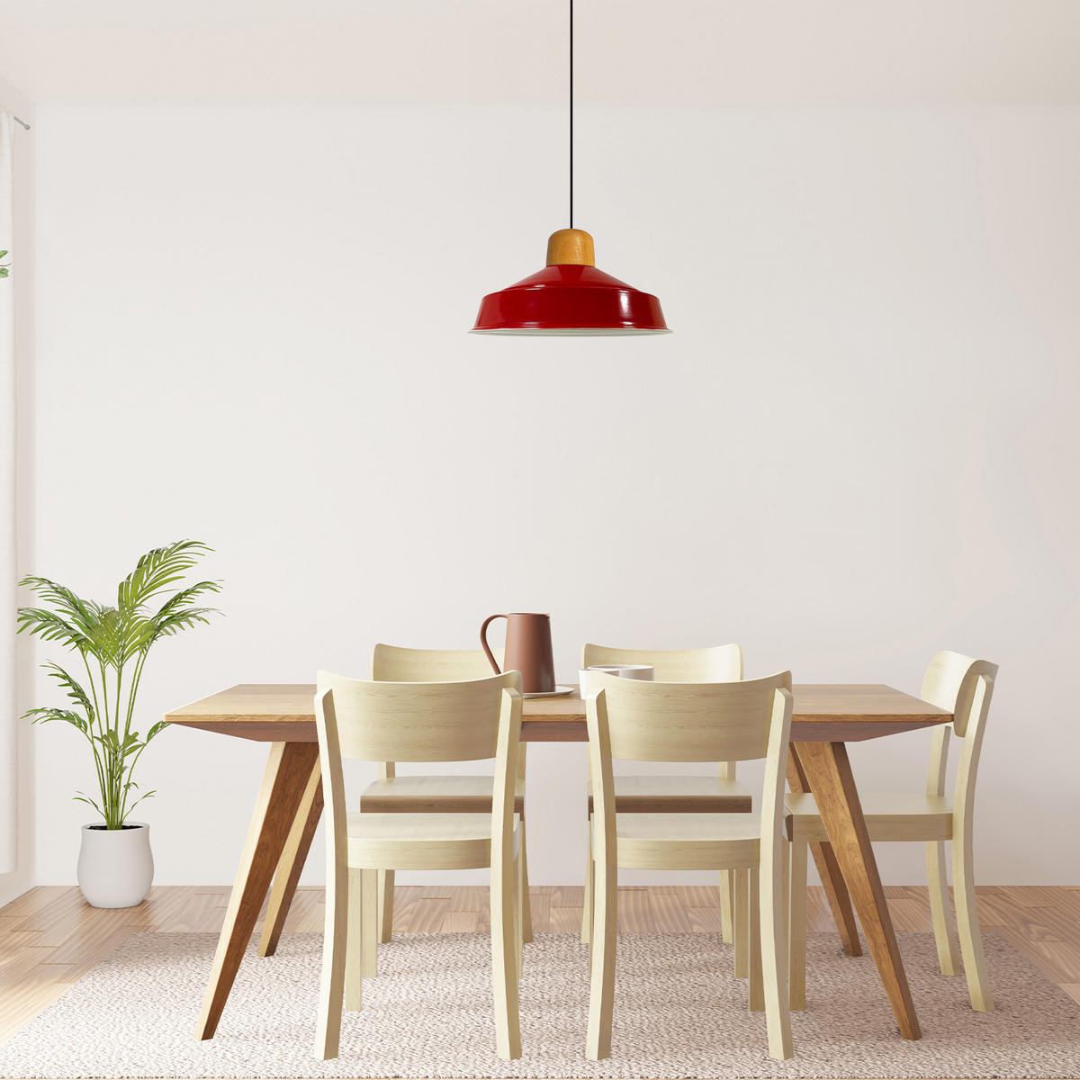 PENDELLEUCHTE Asletl 40/20 cm - Rot, Holz/Metall (40/20cm) - Bamyum
