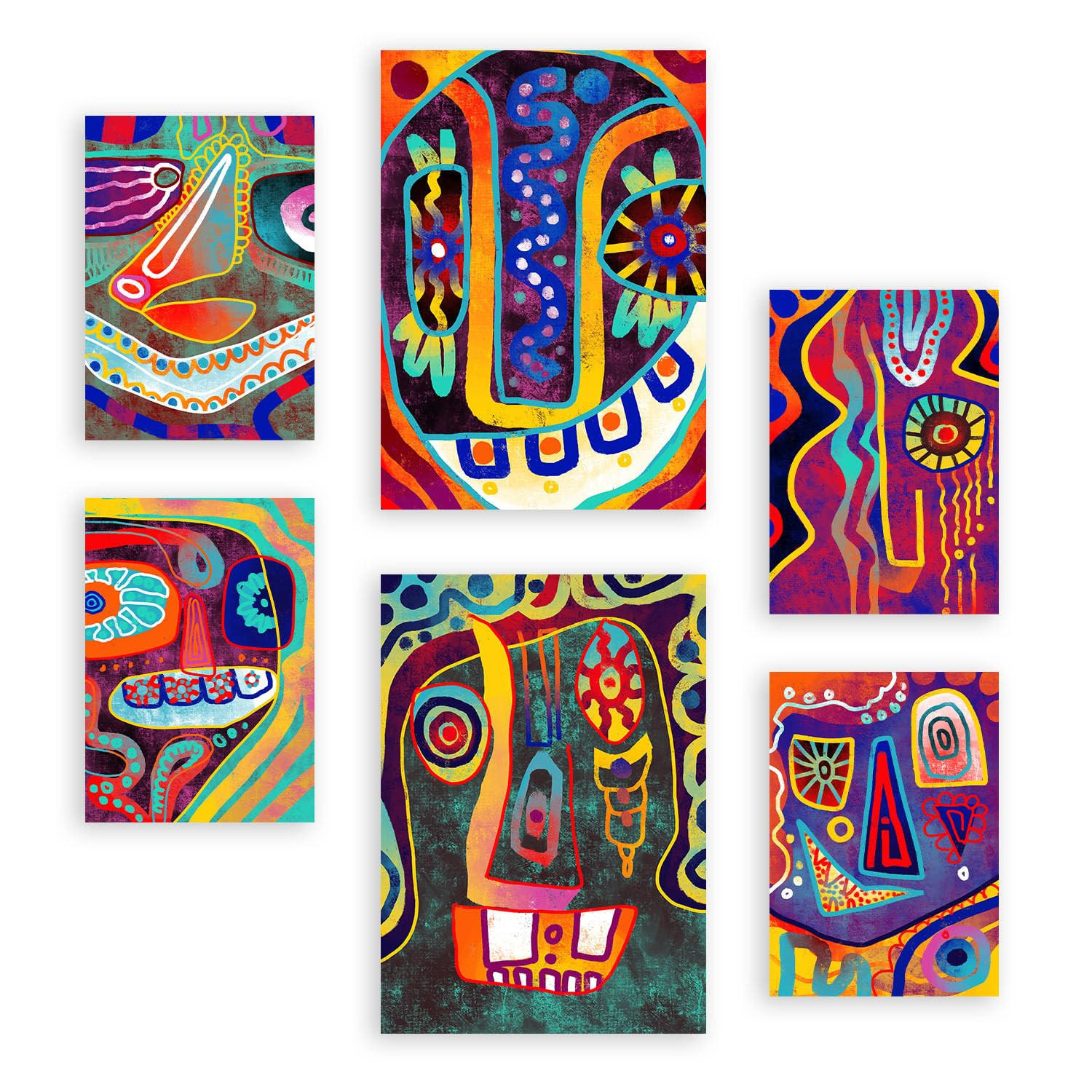 POSTER Set Mit 6 Gotischer Typ In Farbenfrohe Zusammenfassungen A3 & A4 Rahmenlos - Klar, Papier (29/3cm) - Nacnic