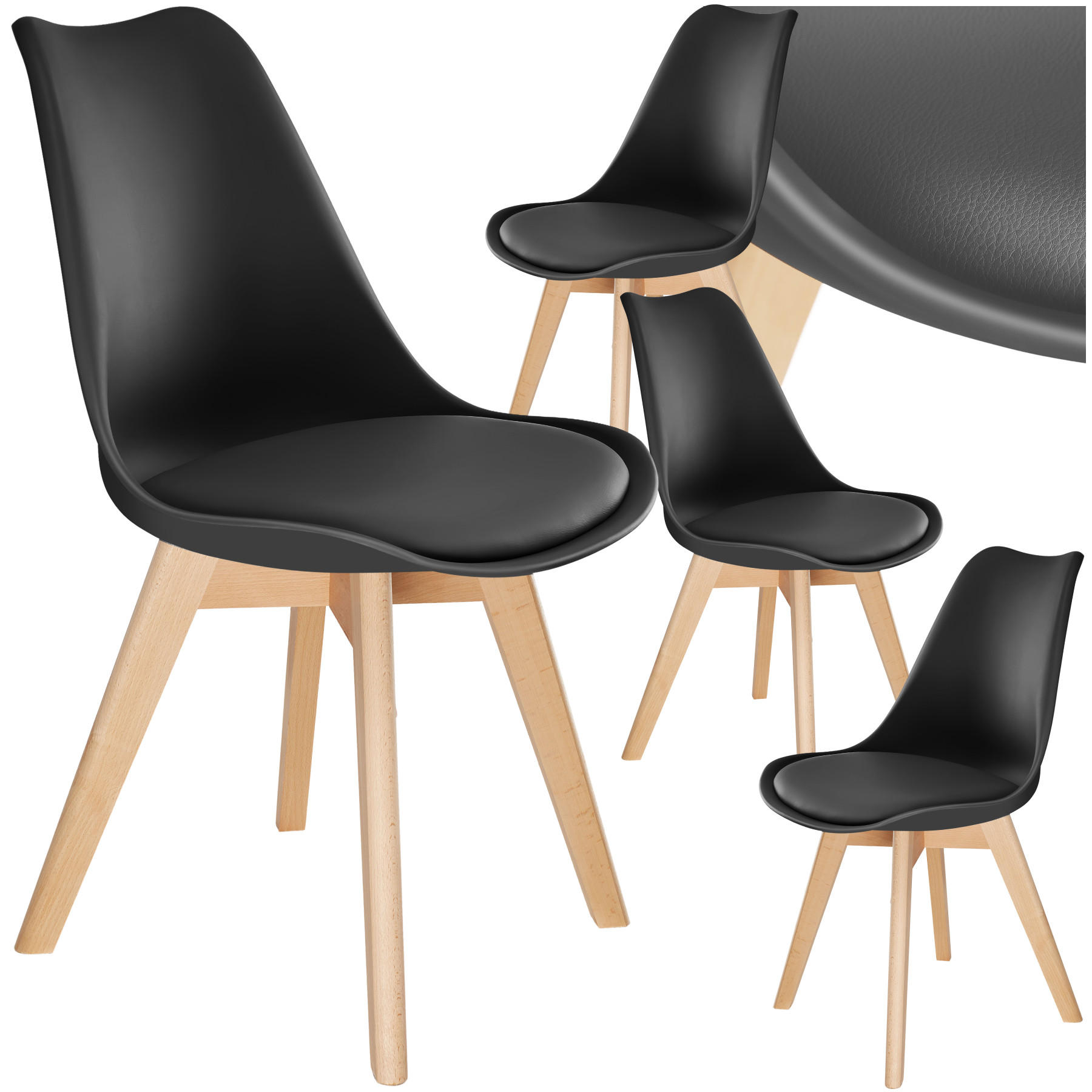 ESSZIMMERSTUHL 4er Set Frederikke,49 x 56 x 82,5 cm,schwarz - Schwarz, Textil (49/82/53cm) - tectake