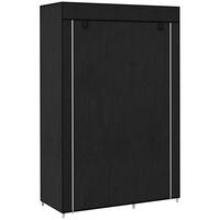 KLEIDERSCHRANK Stoffschrank Faltschrank mit 2 Kleiderstangen, 6 Fächern, Schwarz - Schwarz, Metall (43/162.5/103cm) - HOMCOM