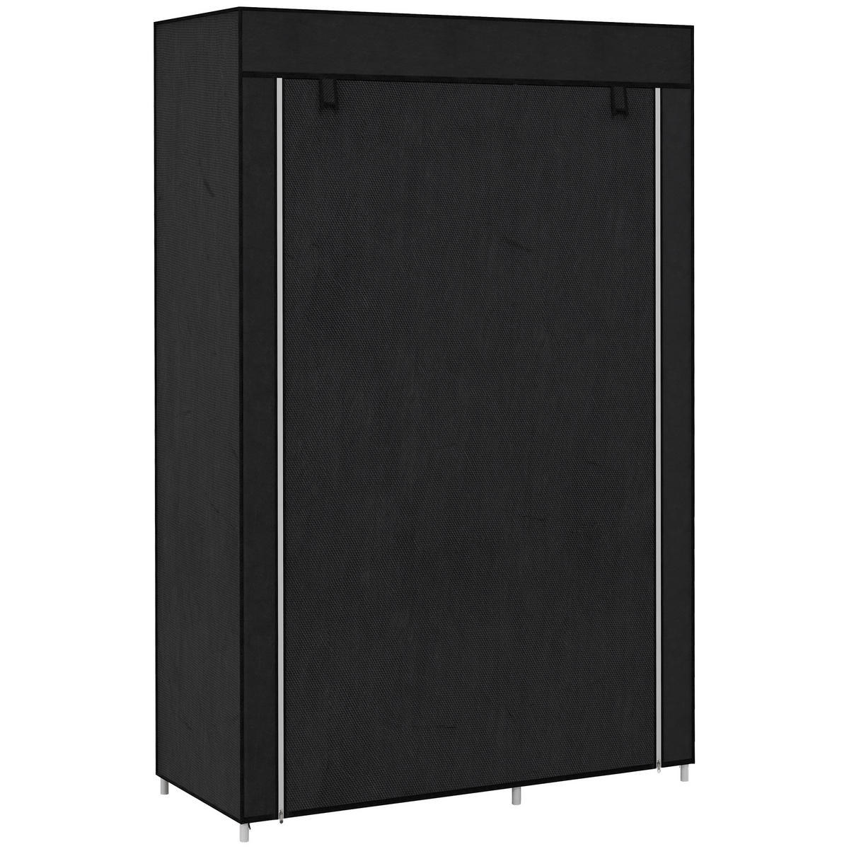 KLEIDERSCHRANK Stoffschrank Faltschrank mit 2 Kleiderstangen, 6 Fächern, Schwarz - Schwarz, Metall (43/162.5/103cm) - HOMCOM