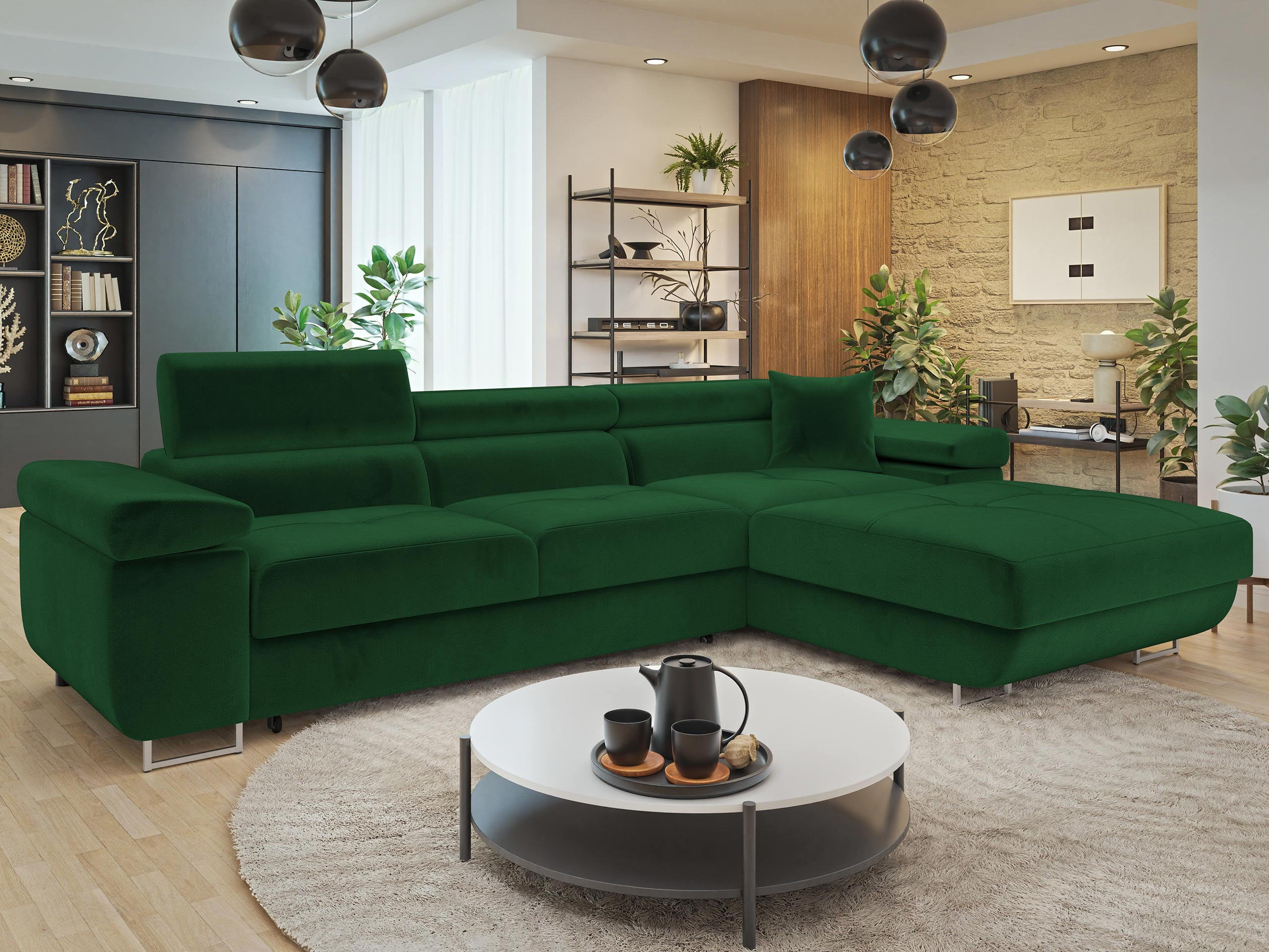 ECKSOFA Torezio Mini, Seite: Rechts - Grün, Holz/Textil (280/170cm) - MIRJAN24