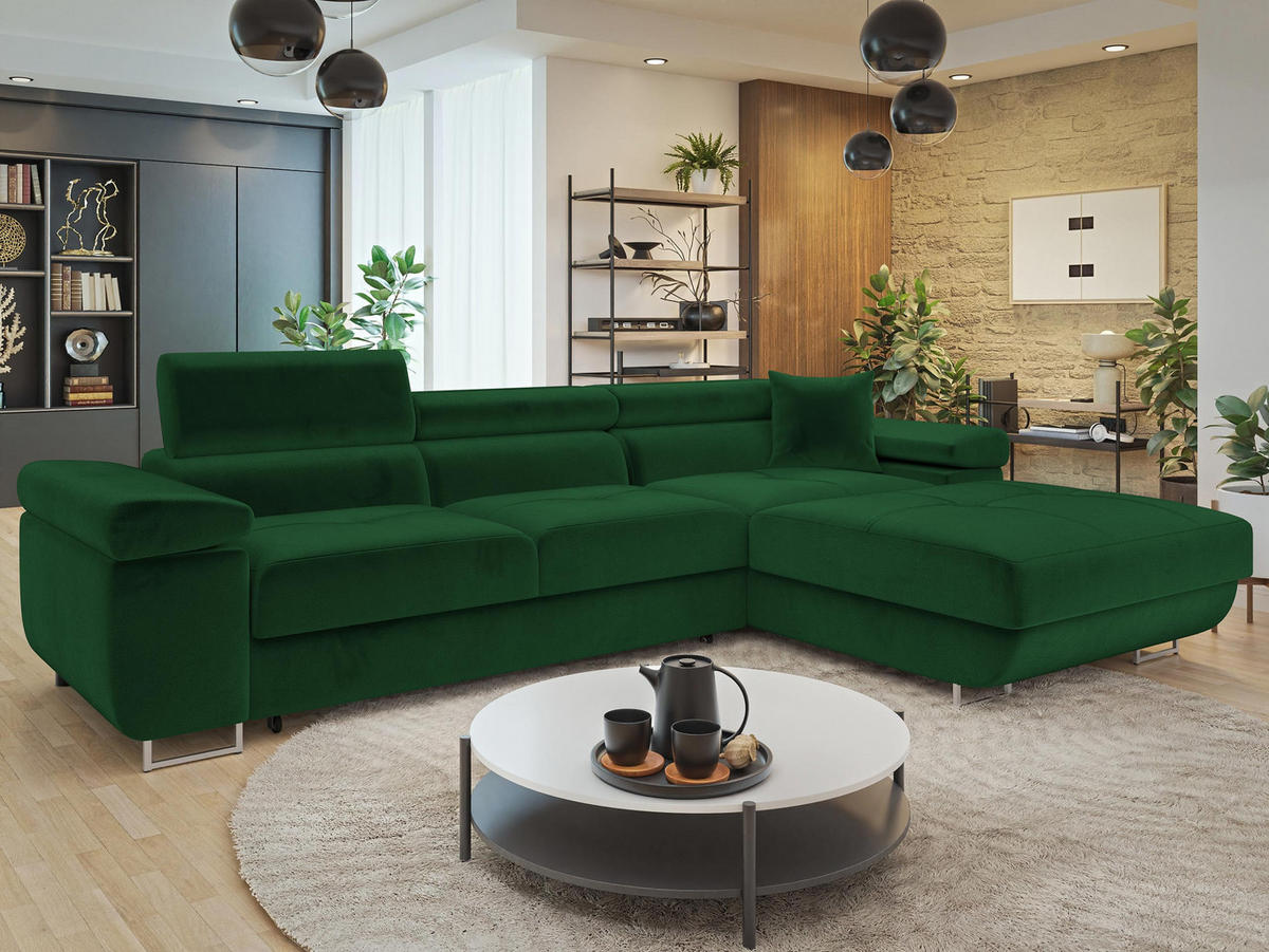 ECKSOFA Torezio Mini, Seite: Rechts - Grün, Holz/Textil (280/170cm) - MIRJAN24