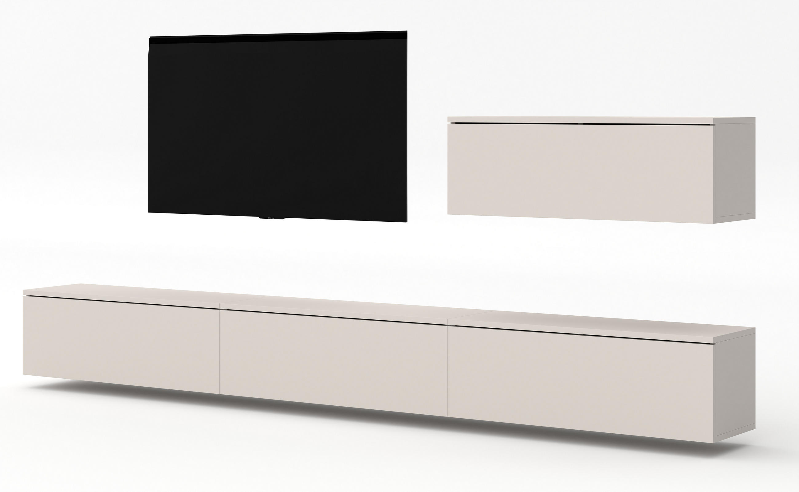 WOHNWAND Loriano IV Beige, Kaschmir 300/68/32 cm Anbauwand - Beige, Holzwerkstoff/Kunststoff (300/68/32cm) - AX Living