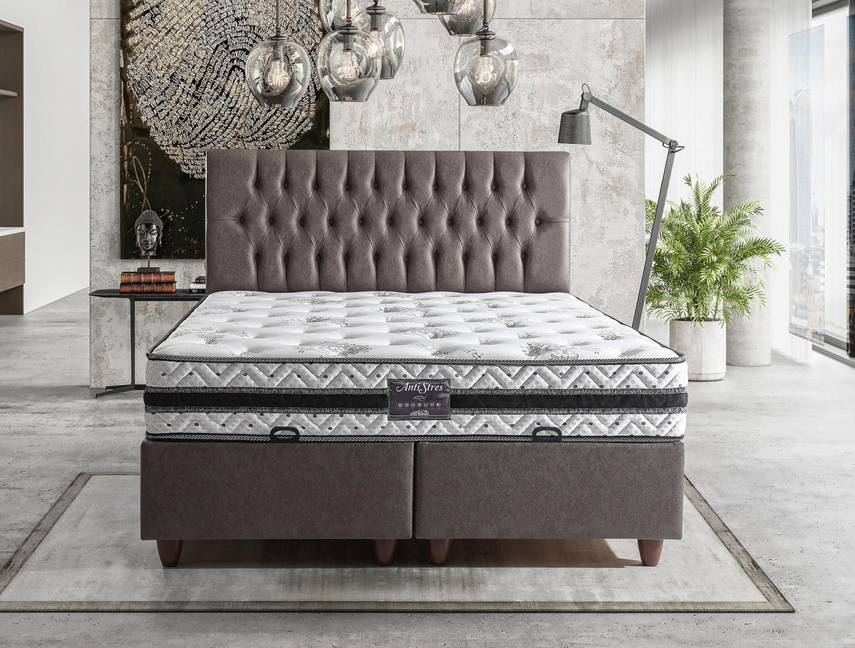 POLSTERBETT AntiStress 90x200 Anthrazit - Anthrazit, Metall (90/200cm) - Villa Möbel