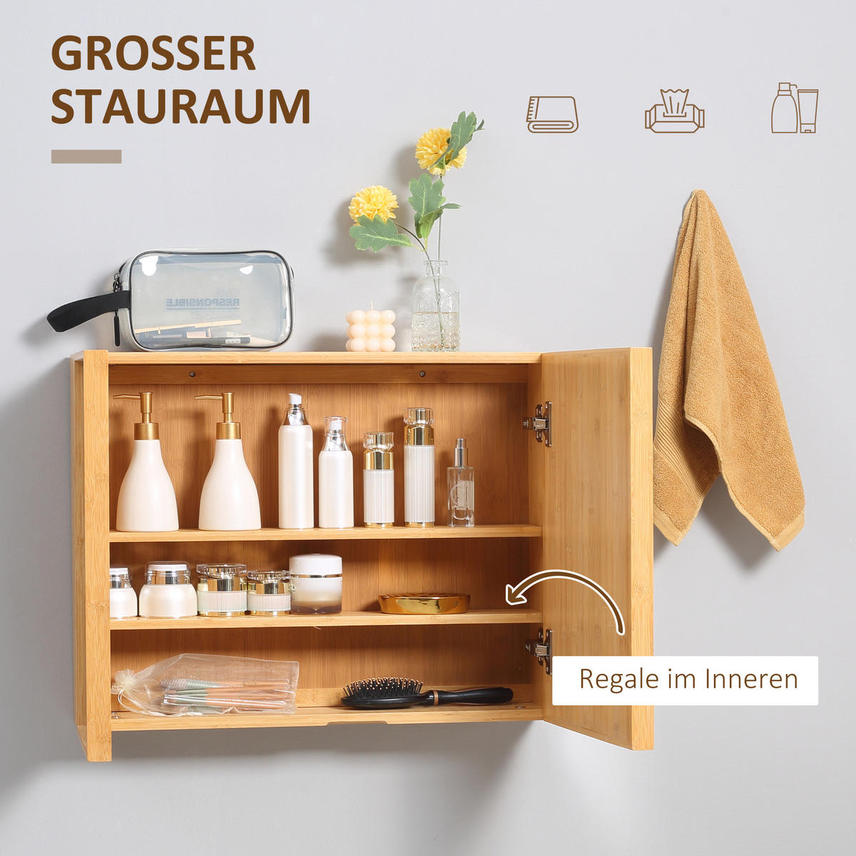 BADEZIMMERSPIEGEL Naturfarben - Naturfarben, Holz (65.2/50/14cm)