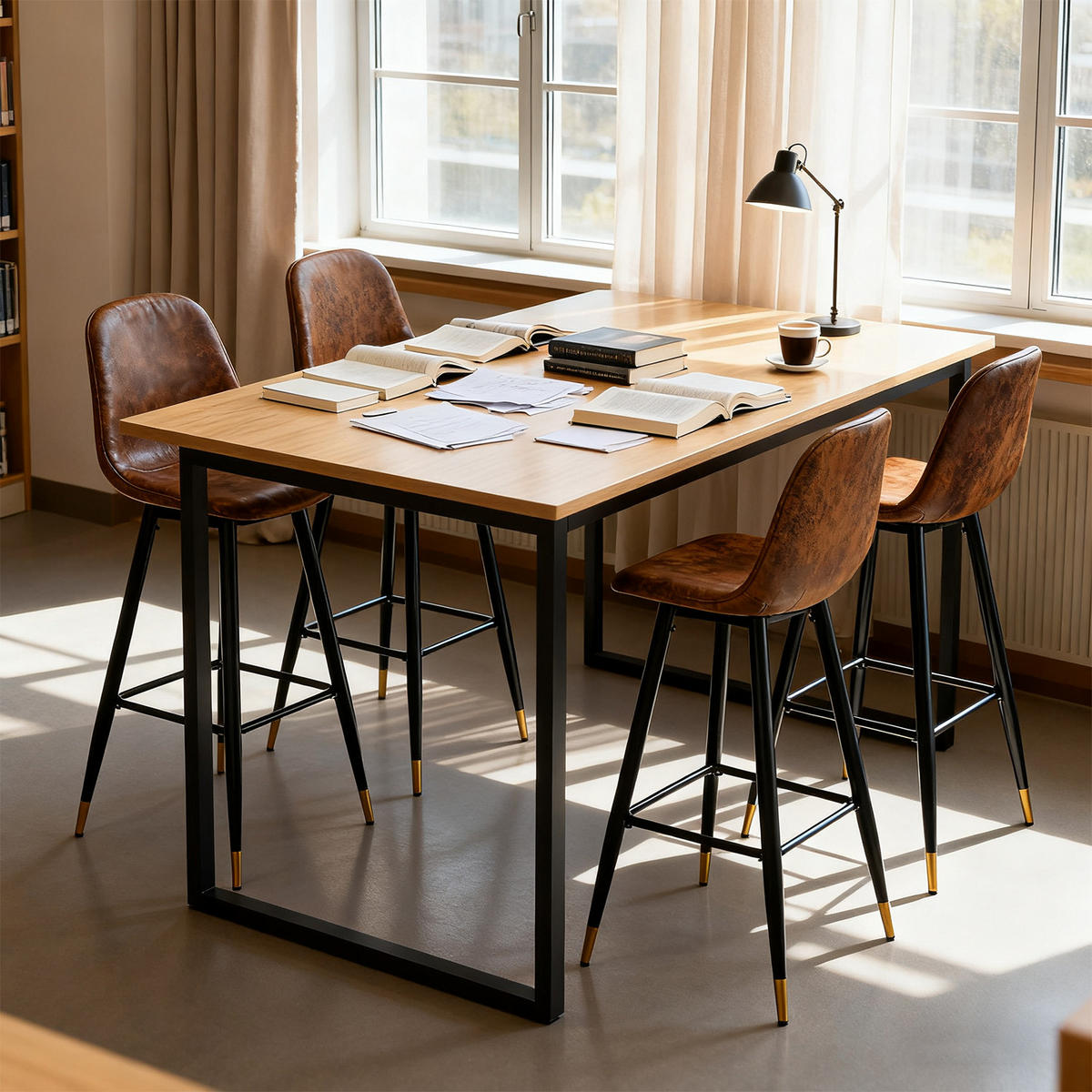 BARHOCKER 6er-Set, gepolstert, Bezug in Wildlederoptik, Braun - Braun, Metall (51.5/101.5/42cm) - Meubles Cosy