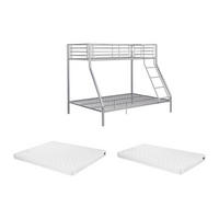 ETAGENBETT - 90 & 140 x 190 cm - Stahl - Silber + Matratze - ELEVATIO IV - Silberfarben, Metall - Vente-Unique