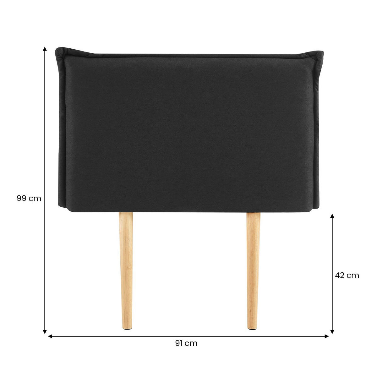 KOPFTEIL NERINA 90X190 CM - Schwarz, Textil (91/99/7cm) - IDIMEX