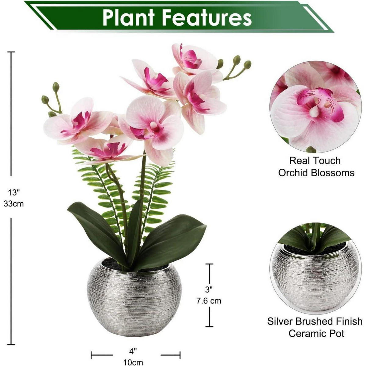 KUNSTBLUMEN Orchidee Phalaenopsis Rosa 33 cm - Rosa, Keramik (33cm)