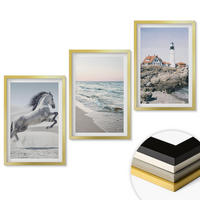 WANDBILDER 3er Set - 40x60 cm Goldrahmen - Pferde, Strand, Leuchtturm, Wellen - Goldfarben, Kunststoff (40/60cm) - ArtPrintCave