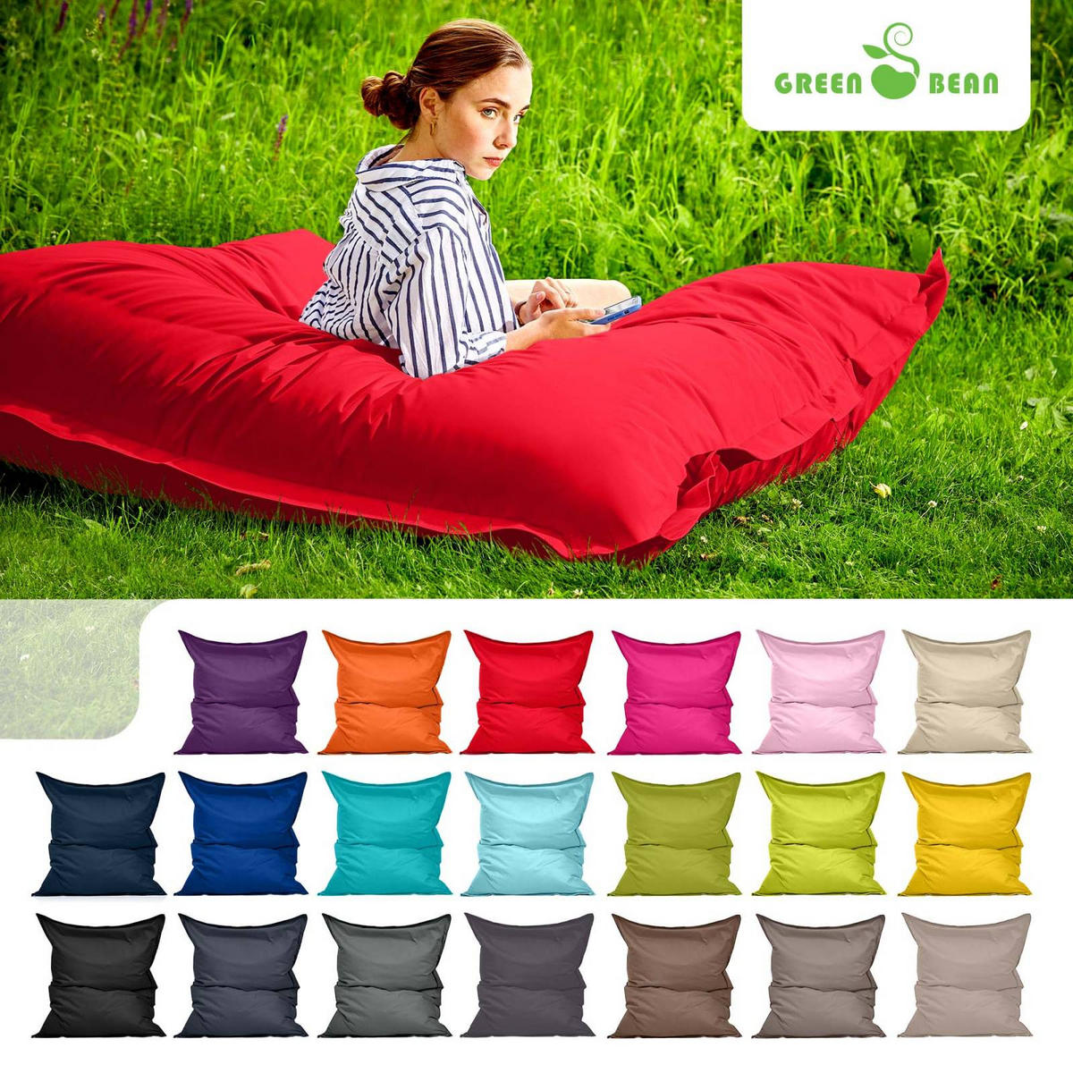RIESEN-SITZSACK "Square" 120x160cm 270 L - Rot, Textil (120/25/160cm) - Green Bean