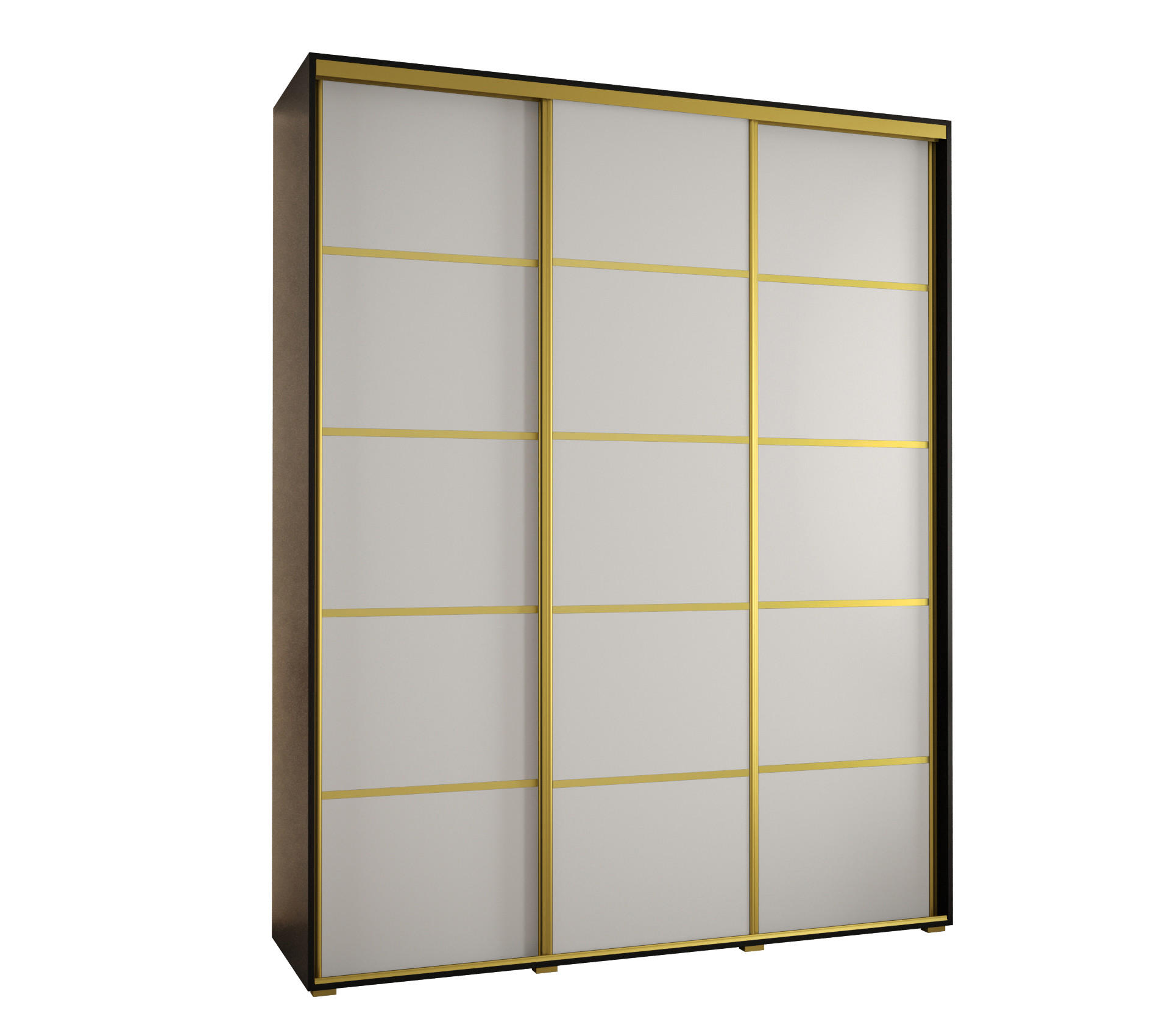 SCHWEBETÜRENSCHRANK 235,2/200/60 3-türig - Goldfarben/Schwarz, Holz/Metall (200/235/60cm) - Abiks Möbel