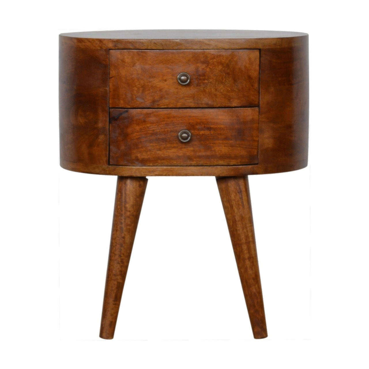 NACHTTISCH Massives Mangoholz mit Kastanienholz-Finish, 54 x 35 x 45 cm - Messingfarben/Braun, Holz/Metall (45/54/35cm) - Artisan Furniture