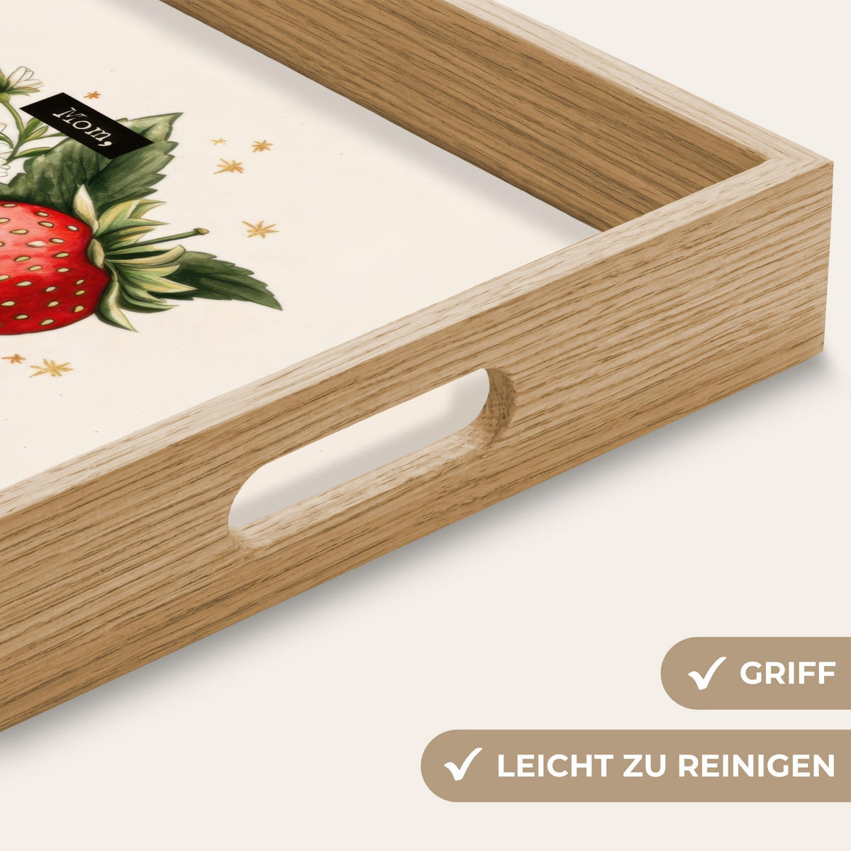 TABLETT - Erdbeeren - Gänseblümchen - Zitat - Sterne - 40x30 cm - Multicolor, Holz (40/5/5cm) - OnlyWow