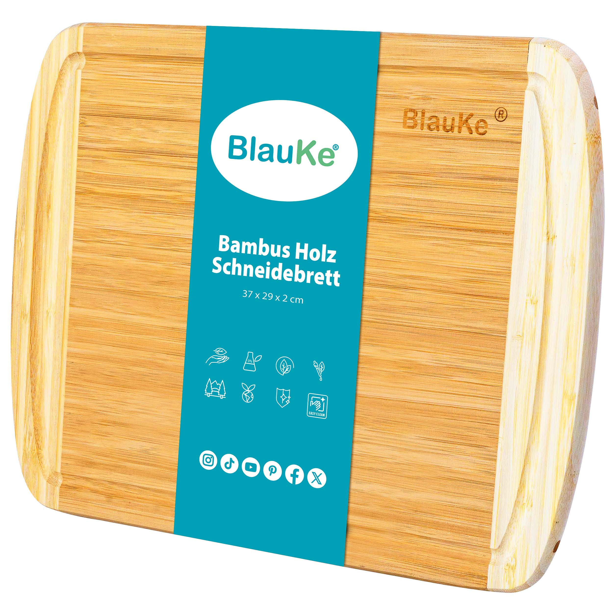 SCHNEIDEBRETT aus Holz mit Saftrille (37x29cm) - Beige, Holz (29.1/37cm) - BlauKe