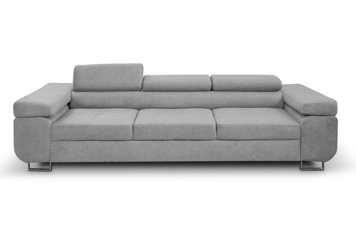 SOFA Marlene II 274 x 97 cm, mit verstellbaren Kopfstützen Schlaffunktion Wohnzimmersofa 3 Sitzer, hellgrau - Hellgrau, Kunststoff (274/87/97cm) - Margaret Hadas24