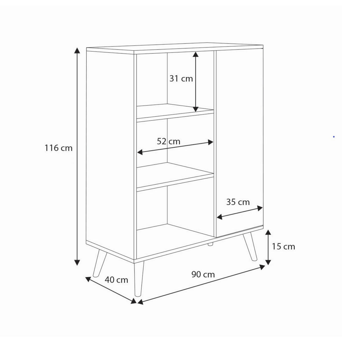 BÜCHERREGAL Fondi - Eichefarben/Weiß, Holzwerkstoff (40/116/90cm) - RAUMHIRSCH FURNITURE