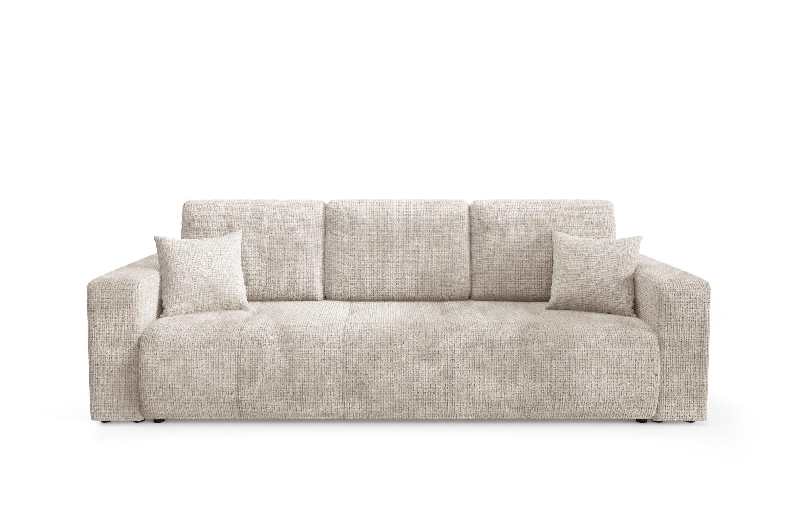 SCHLAFSOFA mit Bettkasten Cremig - Beige, Textil (244/70/92cm) - Furnisell