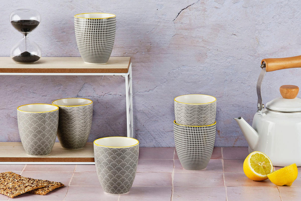 BECHER Pattern 300ml - 6er-Set - Eclipse - Grau, Keramik (0.3L) - Björn