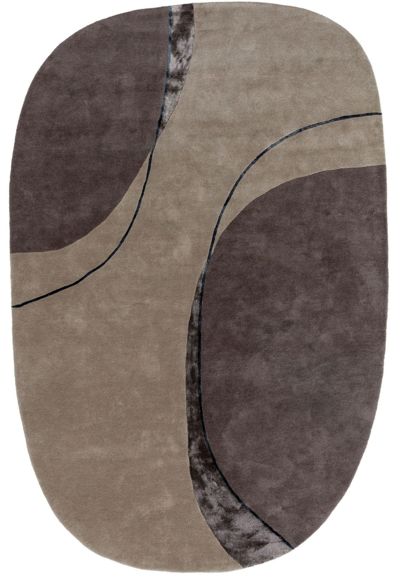 TEPPICH Wollteppich Shape Taupe - Taupe, Textil (160/1cm) - KUNSTLOFT