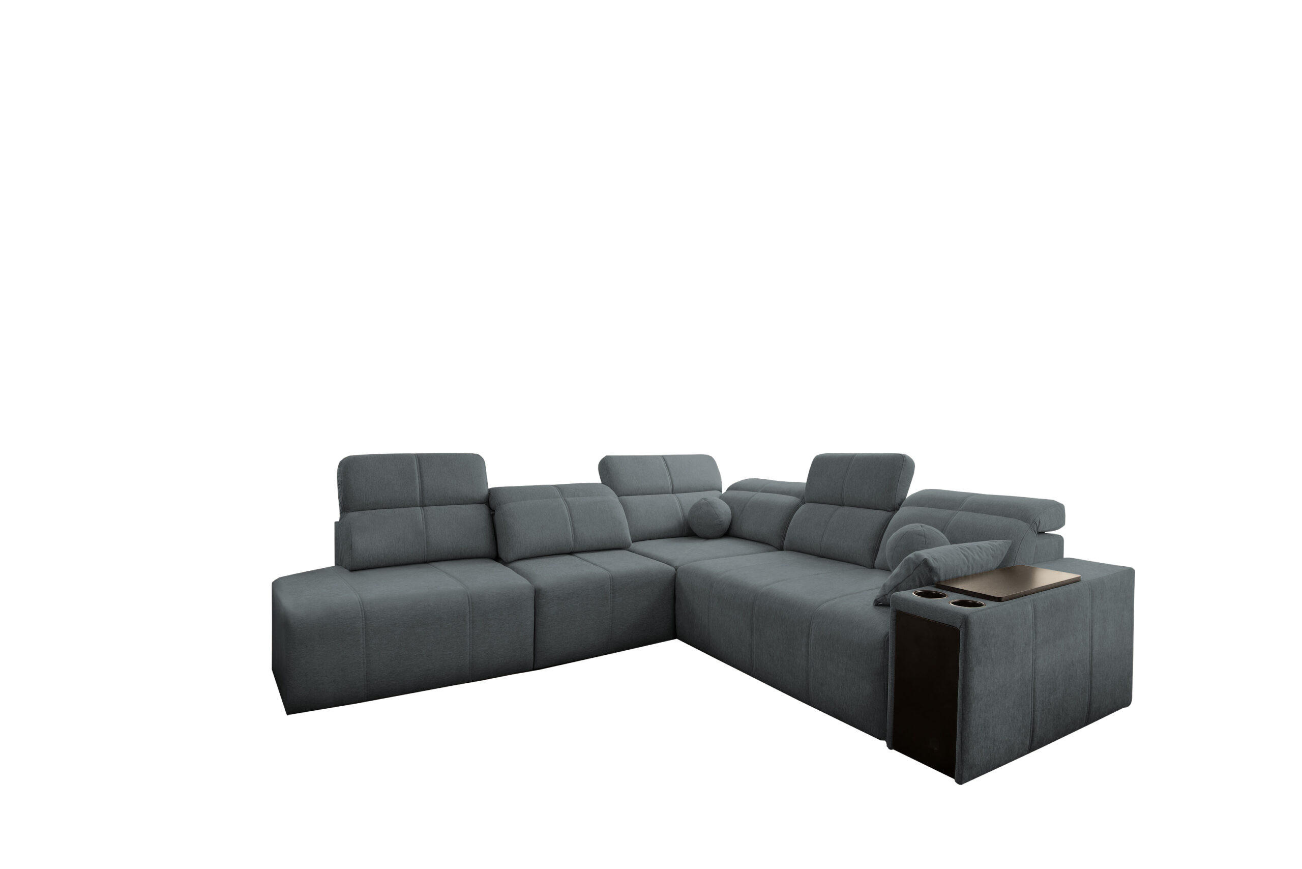 ECKSOFA Mindy IX Mit Schlaffunktion, Verstellbarer Rückenlehne Stoff Verita Dunkelgrau Links - Dunkelgrau, Holz (288/300cm) - Kaiser Möbel